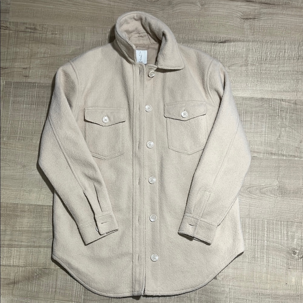Chic Cream Button-Up Shirt Jacket
